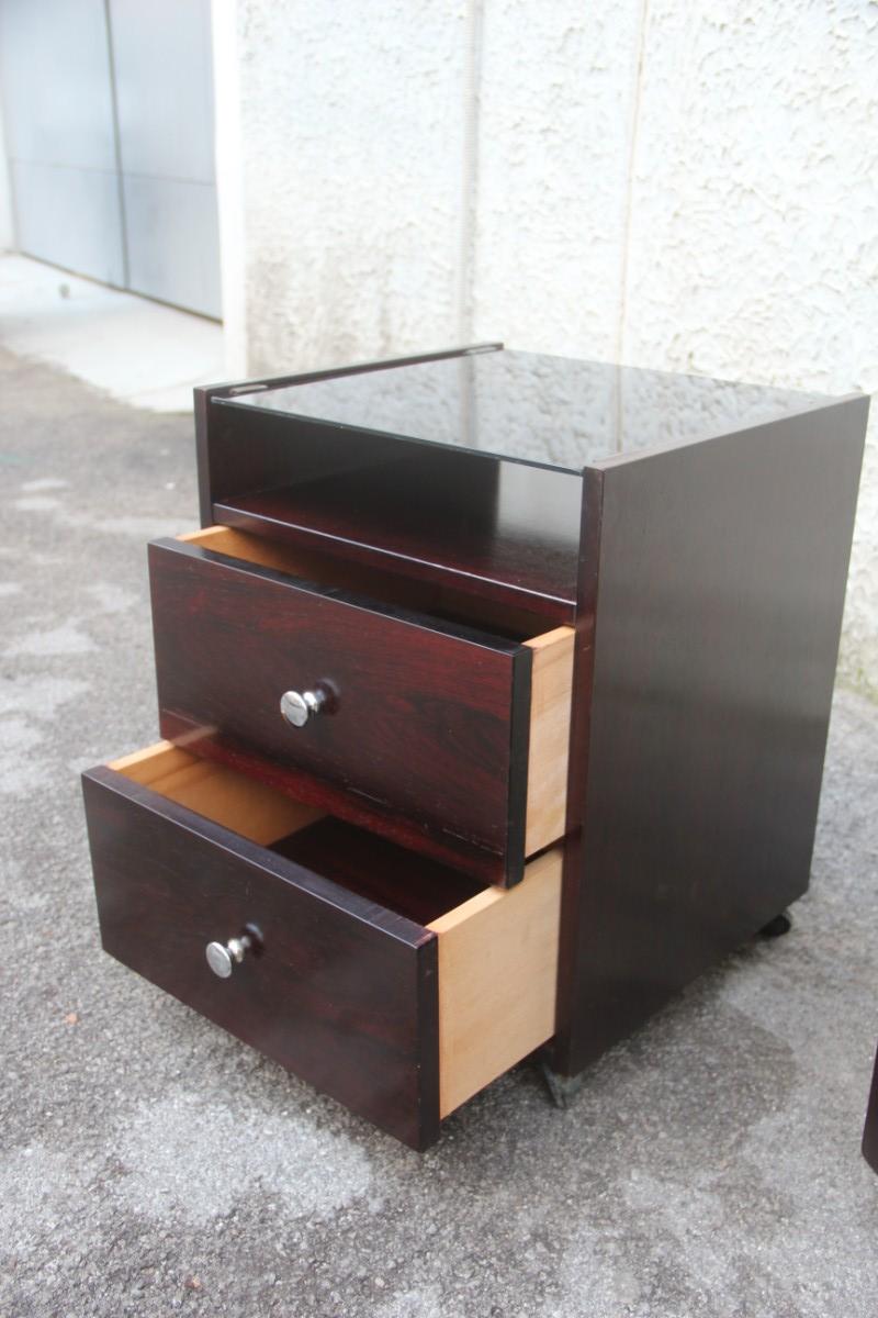 Pareja de Mesillas de Noche Carlo De Carli, 1960 para Sormani Diseño Italiano Palisandro en venta 5
