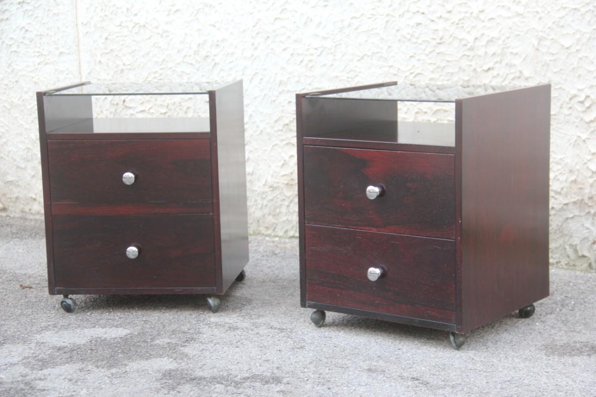 Pareja de Mesillas de Noche Carlo De Carli, 1960 para Sormani Diseño Italiano Palisandro en Bueno estado para la venta en Palermo, Sicily