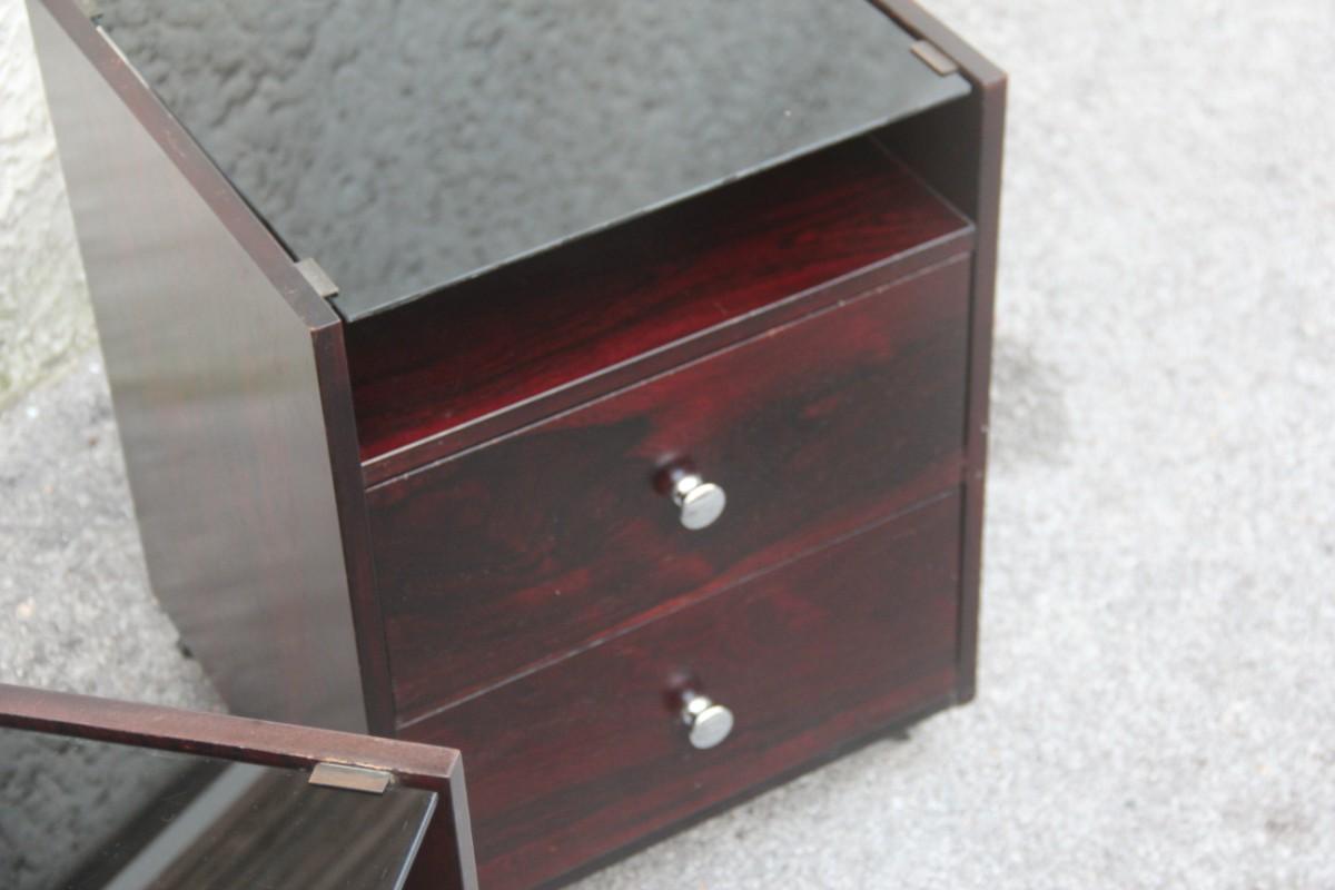 Pair of Nightstands Carlo de Carli, 1960 for Sormani Italian Design Rosewood For Sale 1