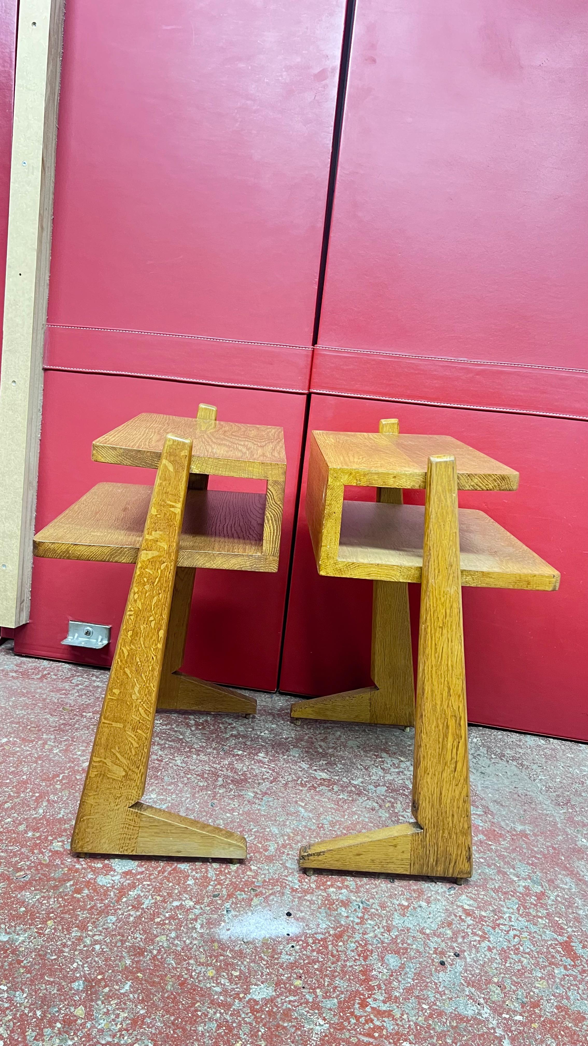 Modern 'Pair of night stands in oak Guillerme et Chambron