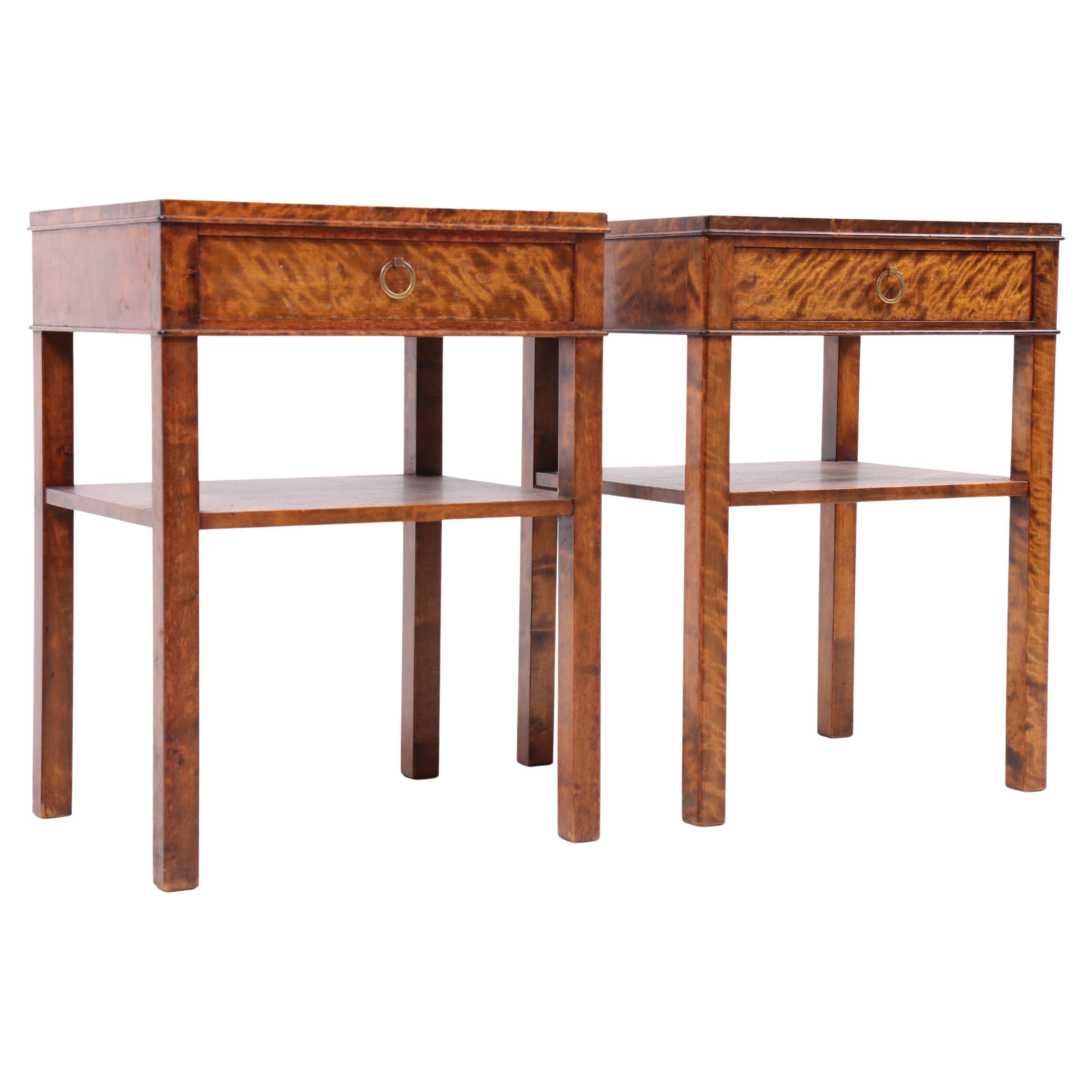 Pair of Night Stands in Stained Birch, Danish Design, 1940s