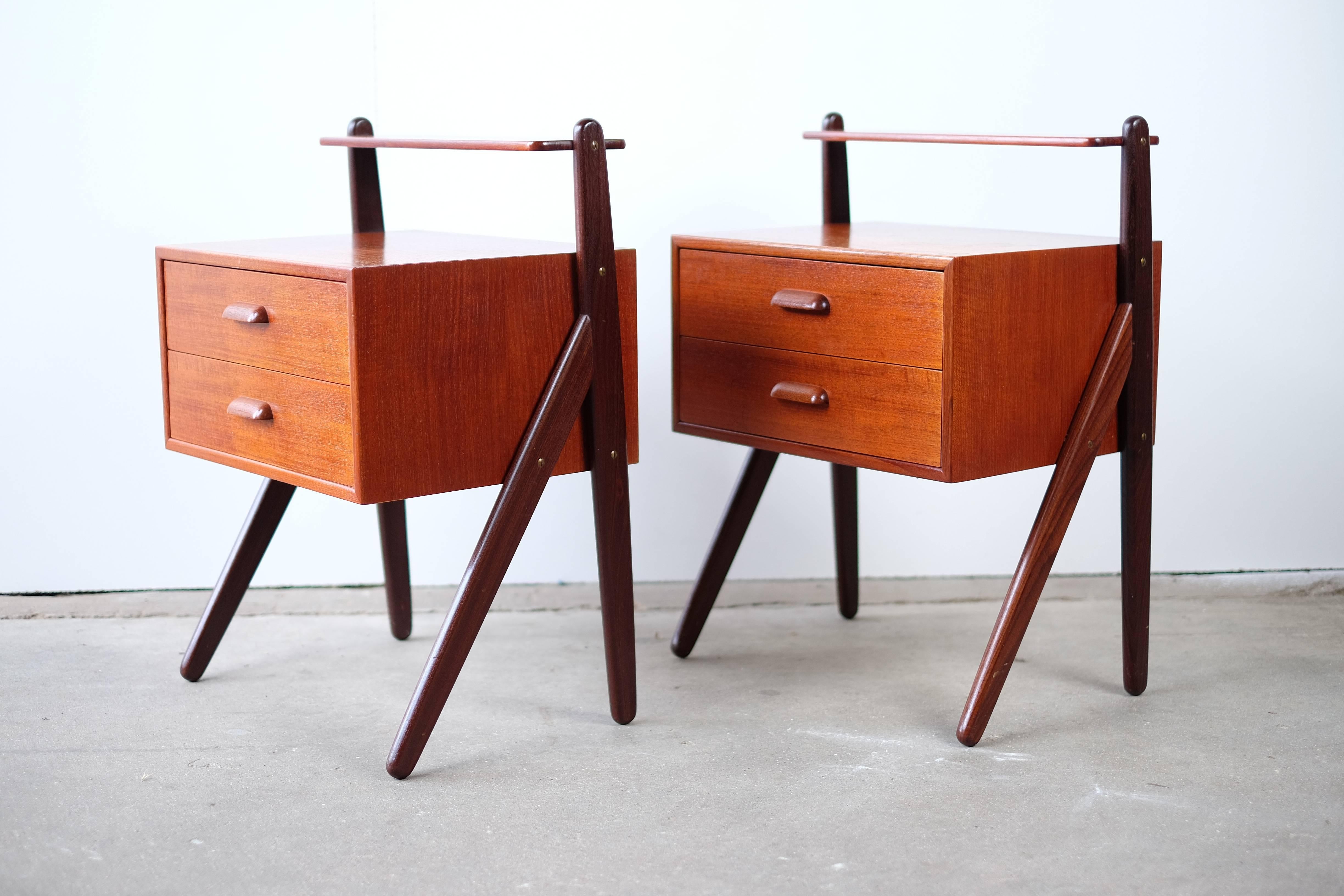 Danish Pair of Nightstands in Teak, Manufactured at Ørum Møbelfarbrik, 1960s