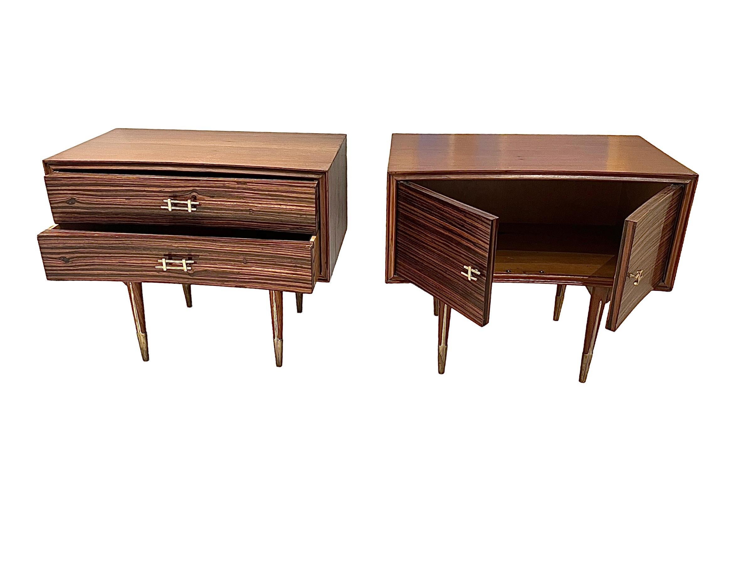 Pair of Night Stands Made of Rosewood, circa 1960, Mid-Century Modern In Fair Condition For Sale In North Miami, FL
