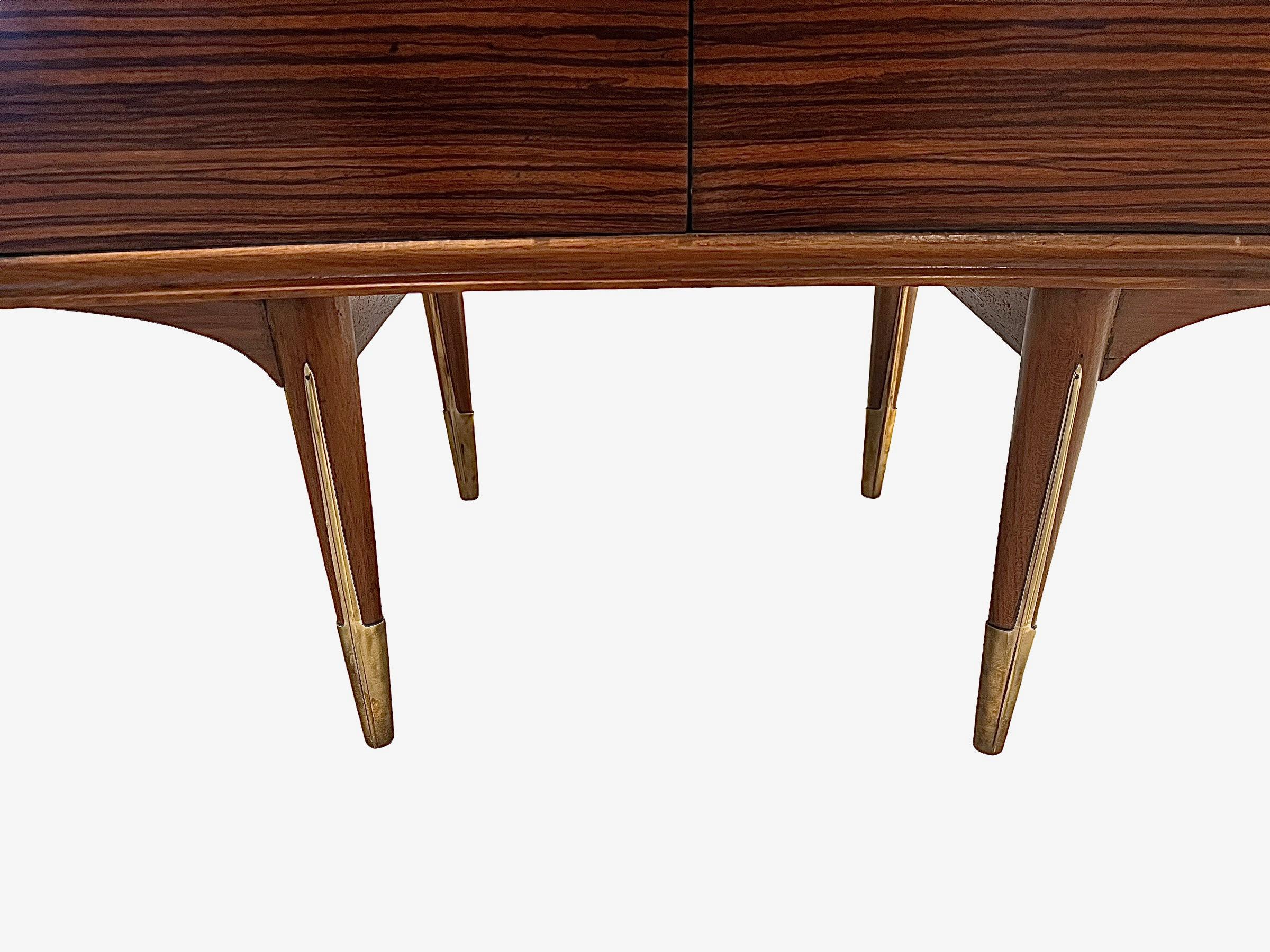 Brass Pair of Night Stands Made of Rosewood, circa 1960, Mid-Century Modern For Sale