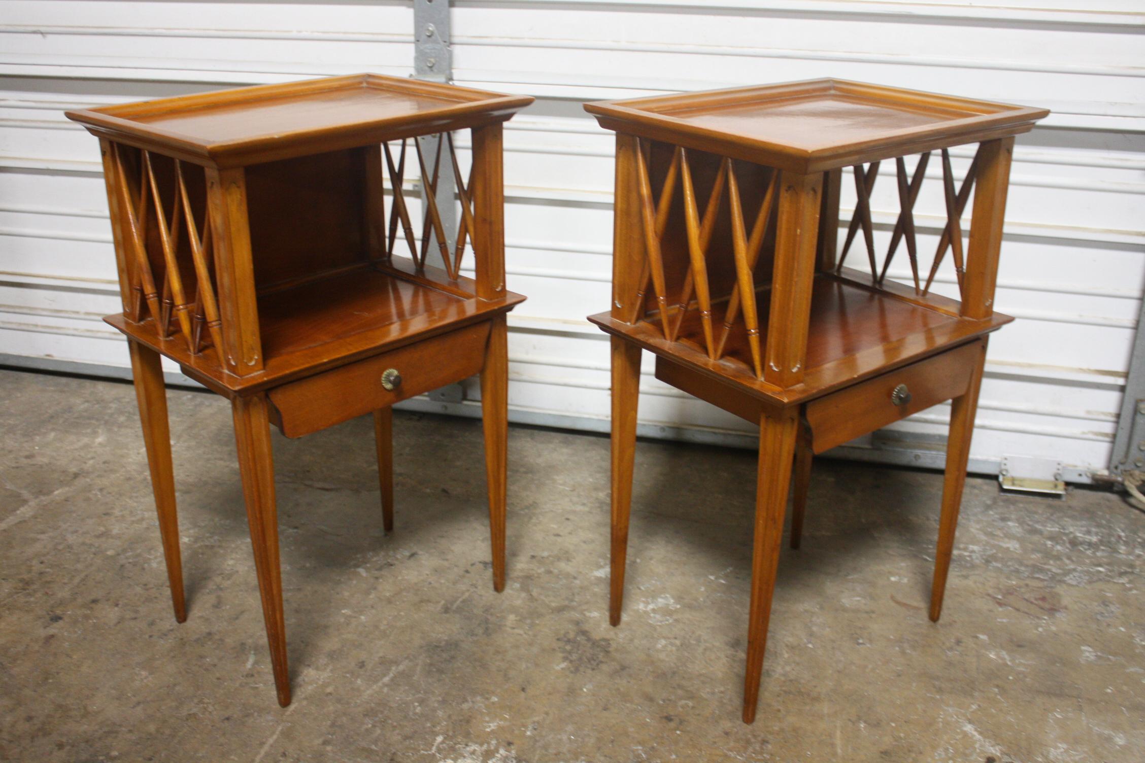 Fruitwood Pair of Night Stands or Side Tables