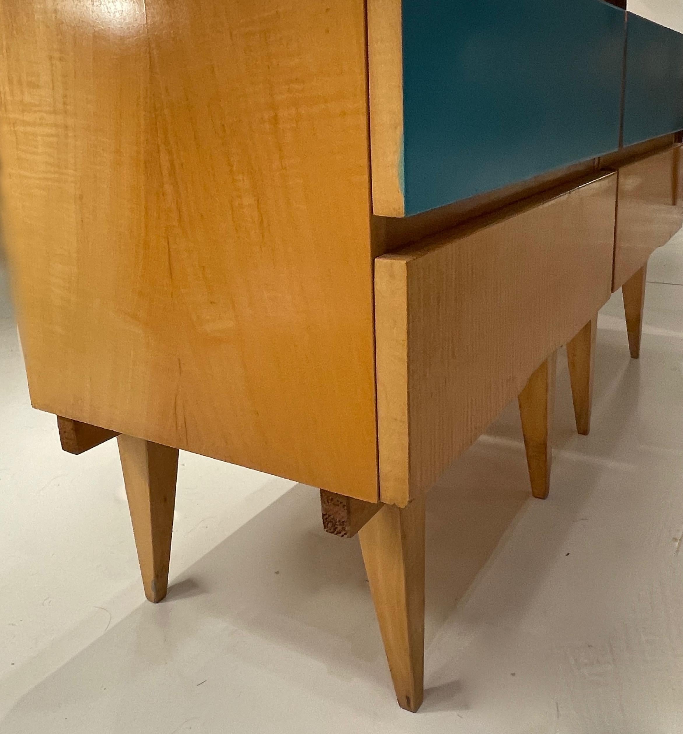 Pair of Night Stands With A Blue Drawer, In The Style Of  Gio Ponti- Italy 1950 4