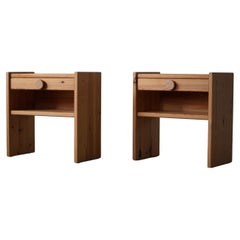 Paire de tables de nuit avec tiroir en pin, style danois moderne, fabriquées dans les années 1980