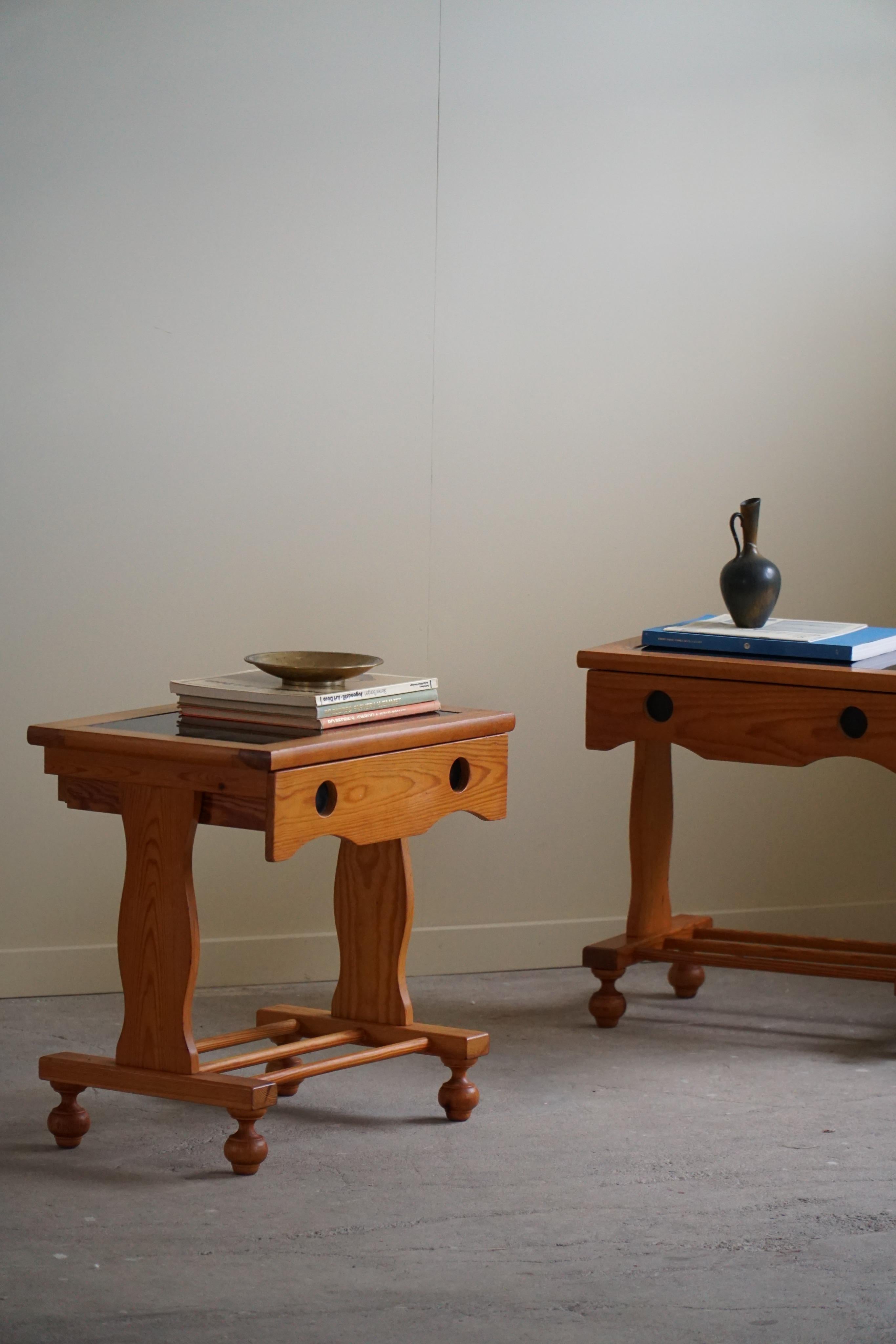 Pair of Night Stands with Drawers in Solid Pine, Denmark, Midcentury, 1960 10