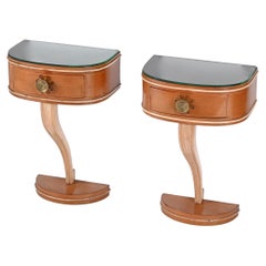 Pair of Bedside Tables Wood Italian Bed Side Italy, 1930s