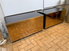 Pair of Nightstands Brass and Mirror by Renato Zevi, Italy, 1970s