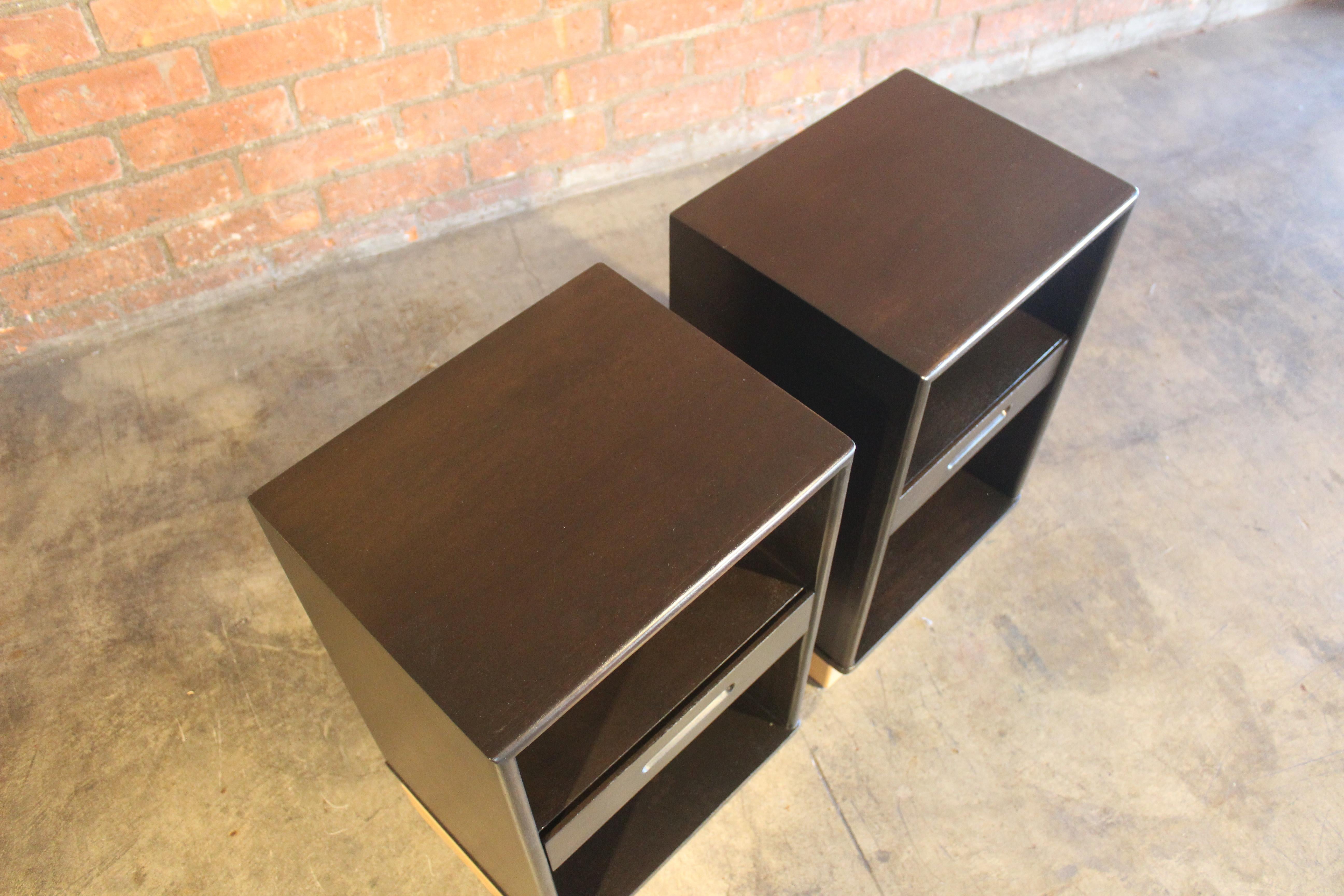 Leather Pair of Nightstands by Edward Wormley for Dunbar, 1950s