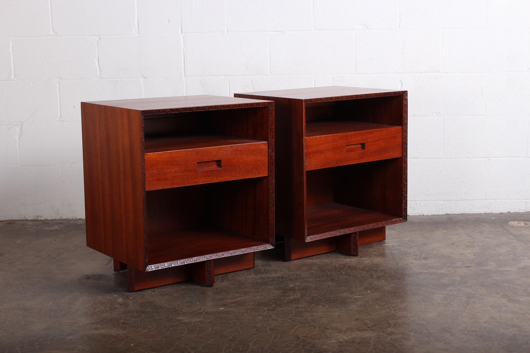Mahogany Pair of Nightstands by Frank Lloyd Wright for Henredon
