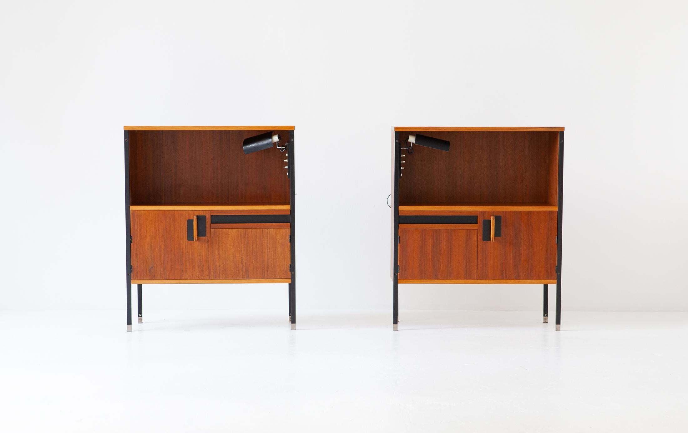 Pair of Nightstands by Ico Parisi for MIM with Gino Sarfatti Lamps, 1958 2