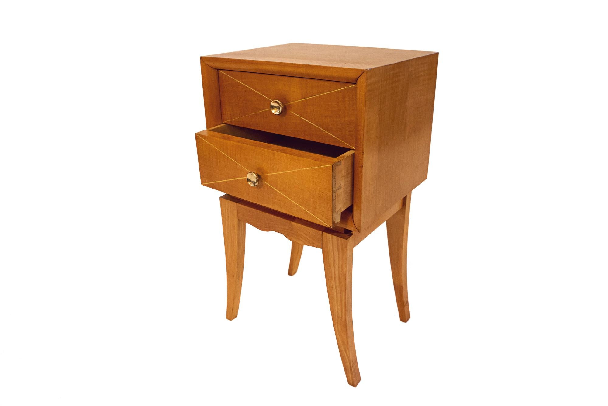 Mid-Century Modern Pair of Nightstands by Suzanne Guiguichon, Wood, circa 1970, France