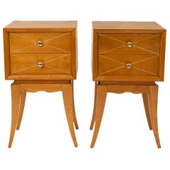 Pair of Nightstands by Suzanne Guiguichon, Wood, circa 1970, France