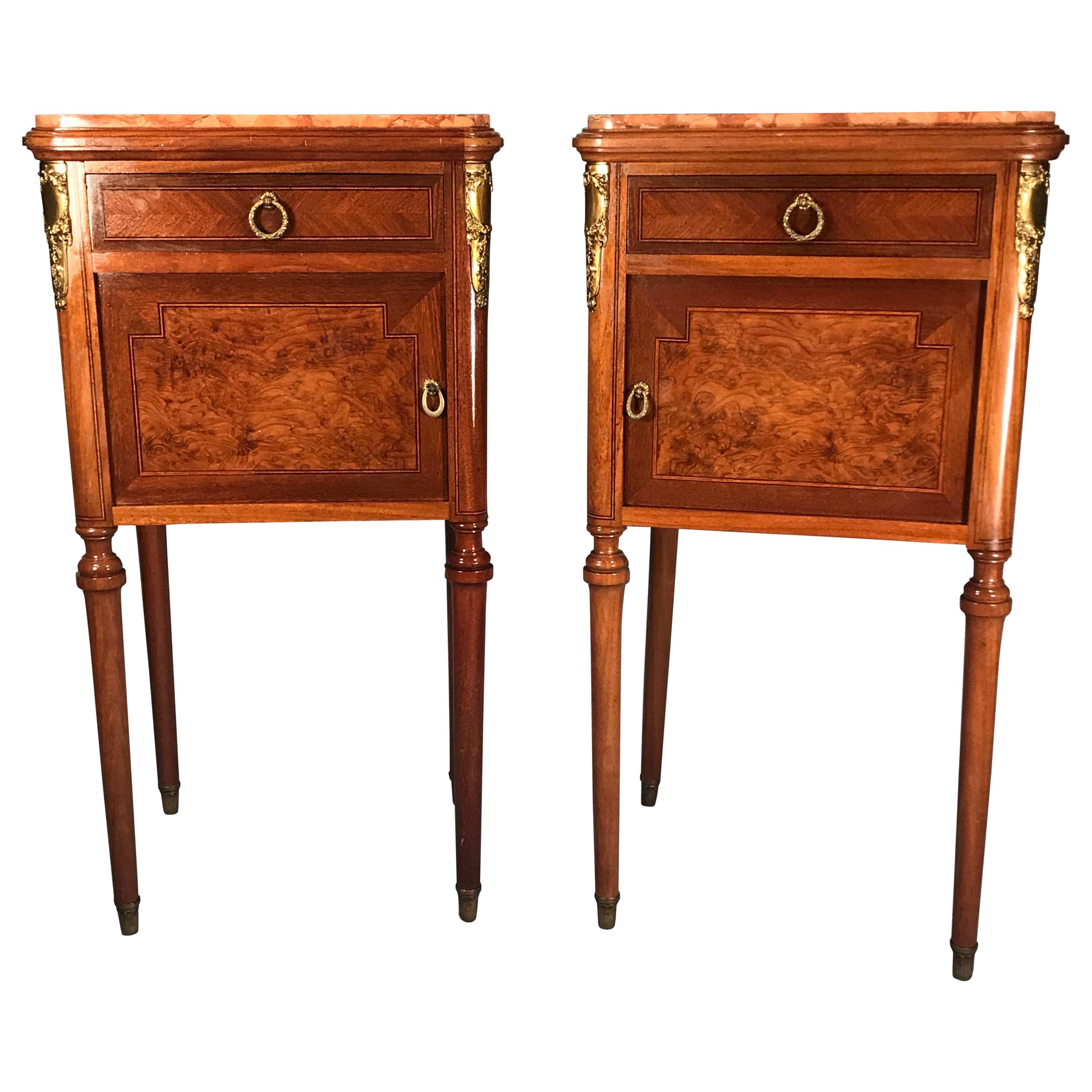 Pair of Nightstands, Early Art Nouveau Style, France, 19th century