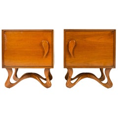 1950s Pair of Ribbon Foot Nightstands by Roman Furniture Corp.