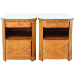 Pair of Nightstands French Side Cabinets Bedside Tables, circa 1940