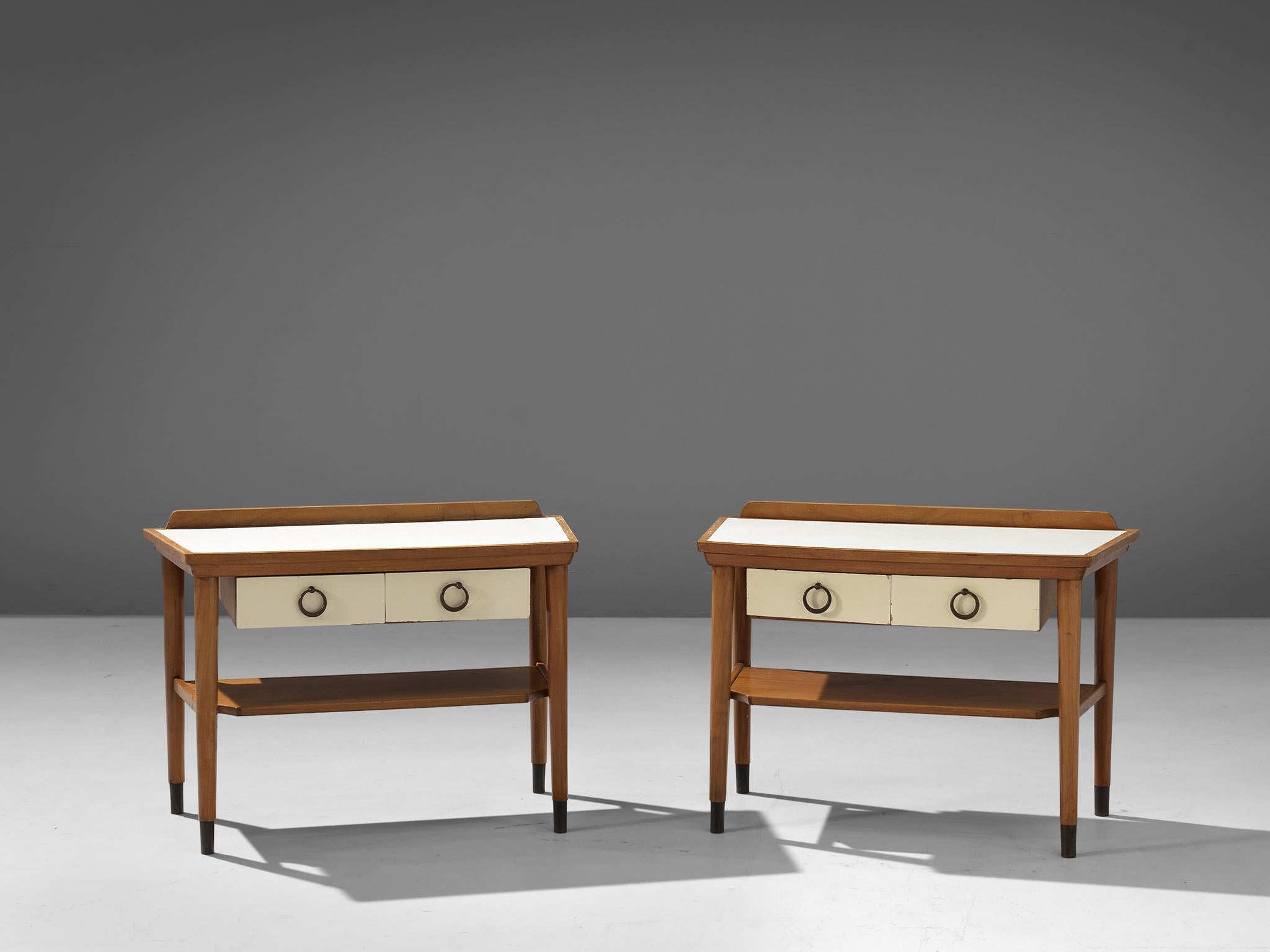 Mid-20th Century Pair of Nightstands in Cherry Wood
