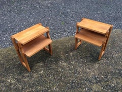 Pair of nightstands in oak by Guillerme et Chambron., edition Votre Maison