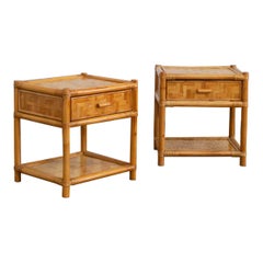 Paire de tables de nuit en bambou pressé - 1970