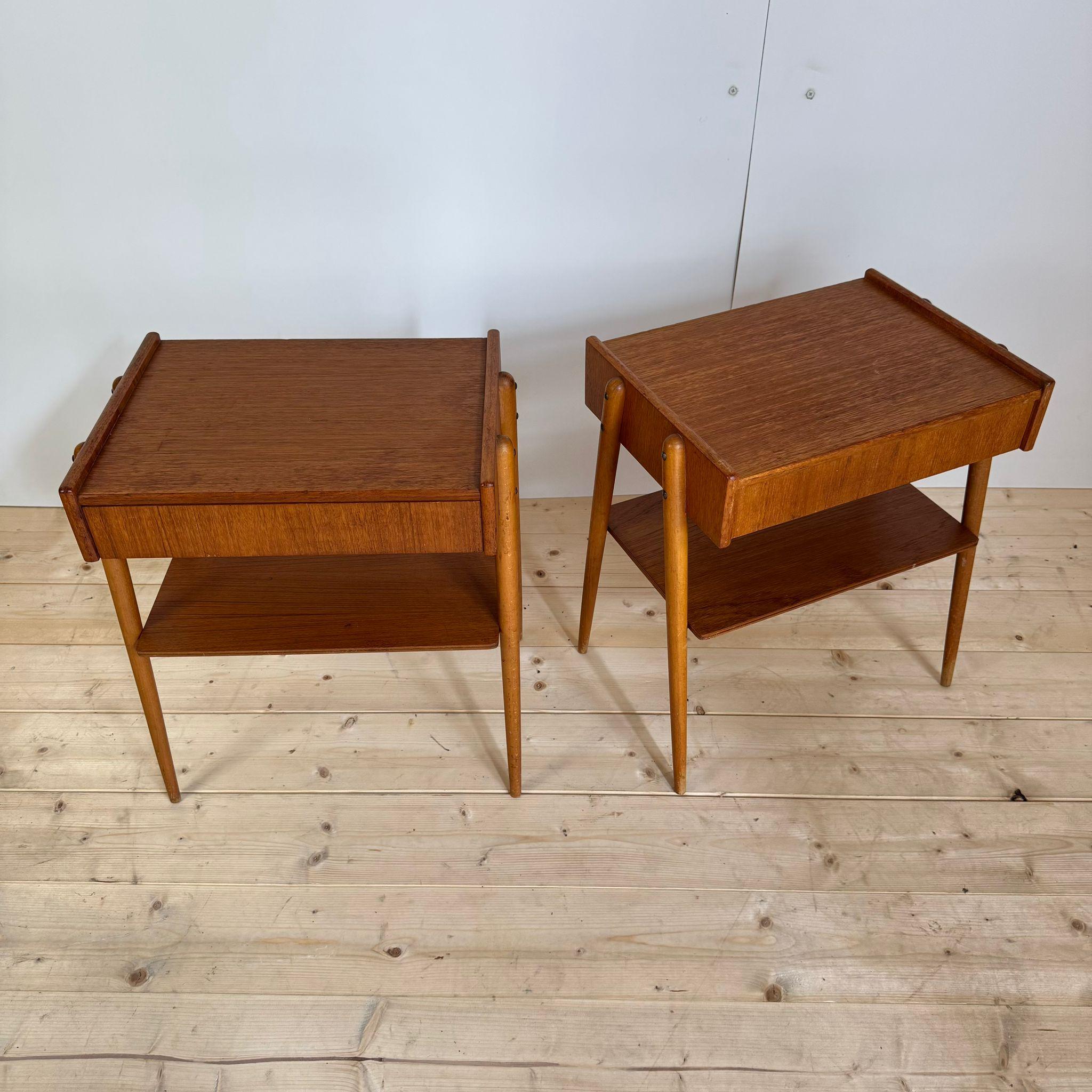 Pair of nightstands in teak, Denmark 1960 In condizioni buone in vendita a Torino, IT