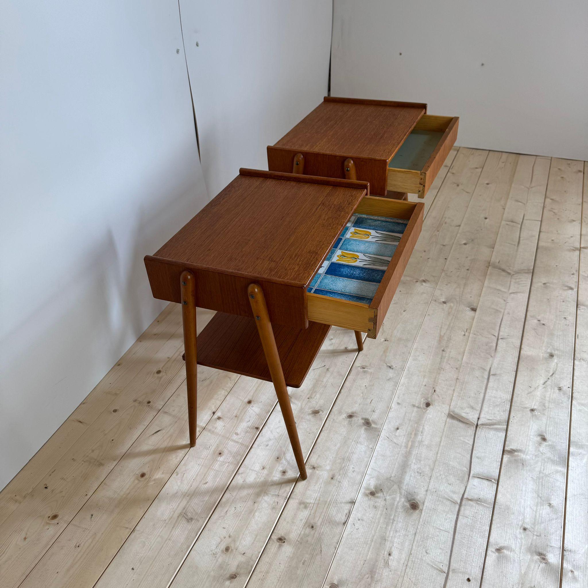 Pair of nightstands in teak, Denmark 1960 in vendita 1