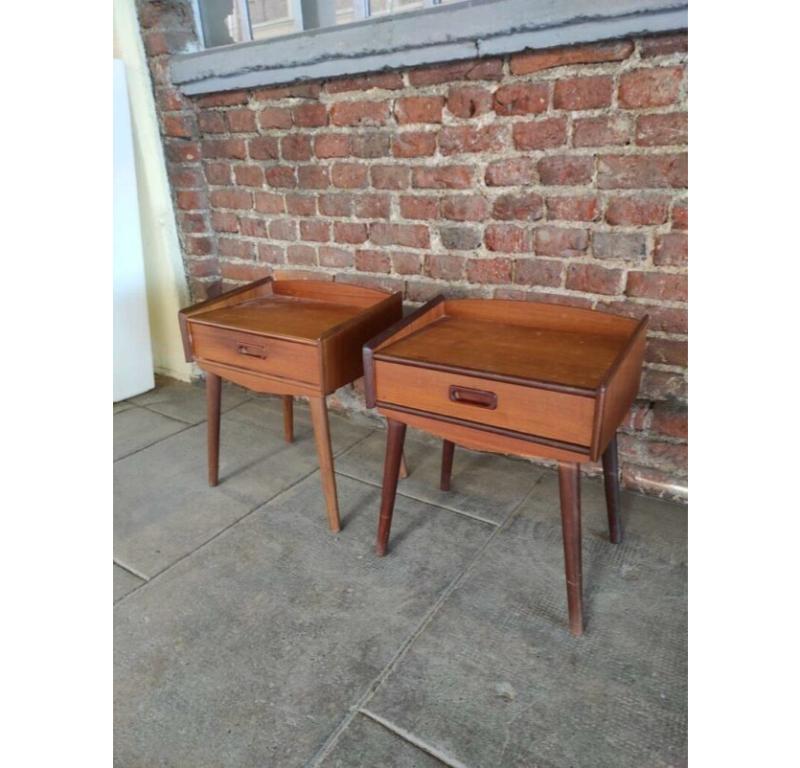 Pair of Nightstands in Teak Wood, Denmark, 1960
The nightstands will be delivered perfectly restored and finished with natural oils and waxes.

Additional information:
Country of Manufacture – Denmark
Design Period – 1960
Production Period –