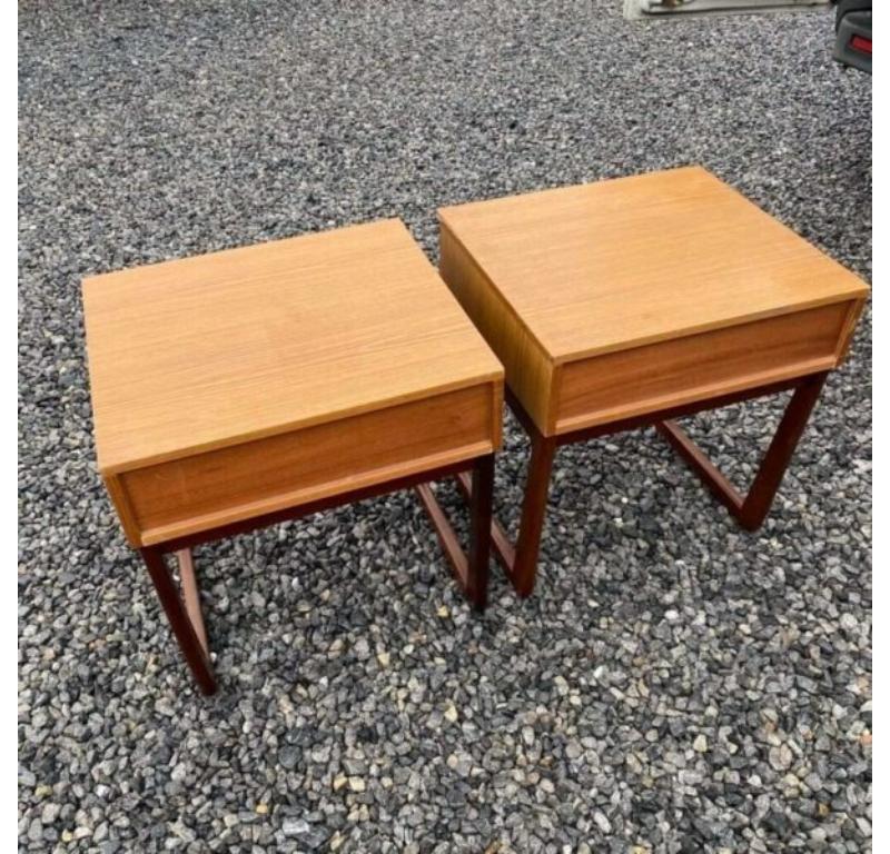 Pair of Nightstands in Teak Wood, UK, 1960
The nightstands will be delivered perfectly restored and finished with natural oils and waxes.

Additional information:
Country of Manufacture – UK
Design Period – 1960
Production Period – 1960
Style –