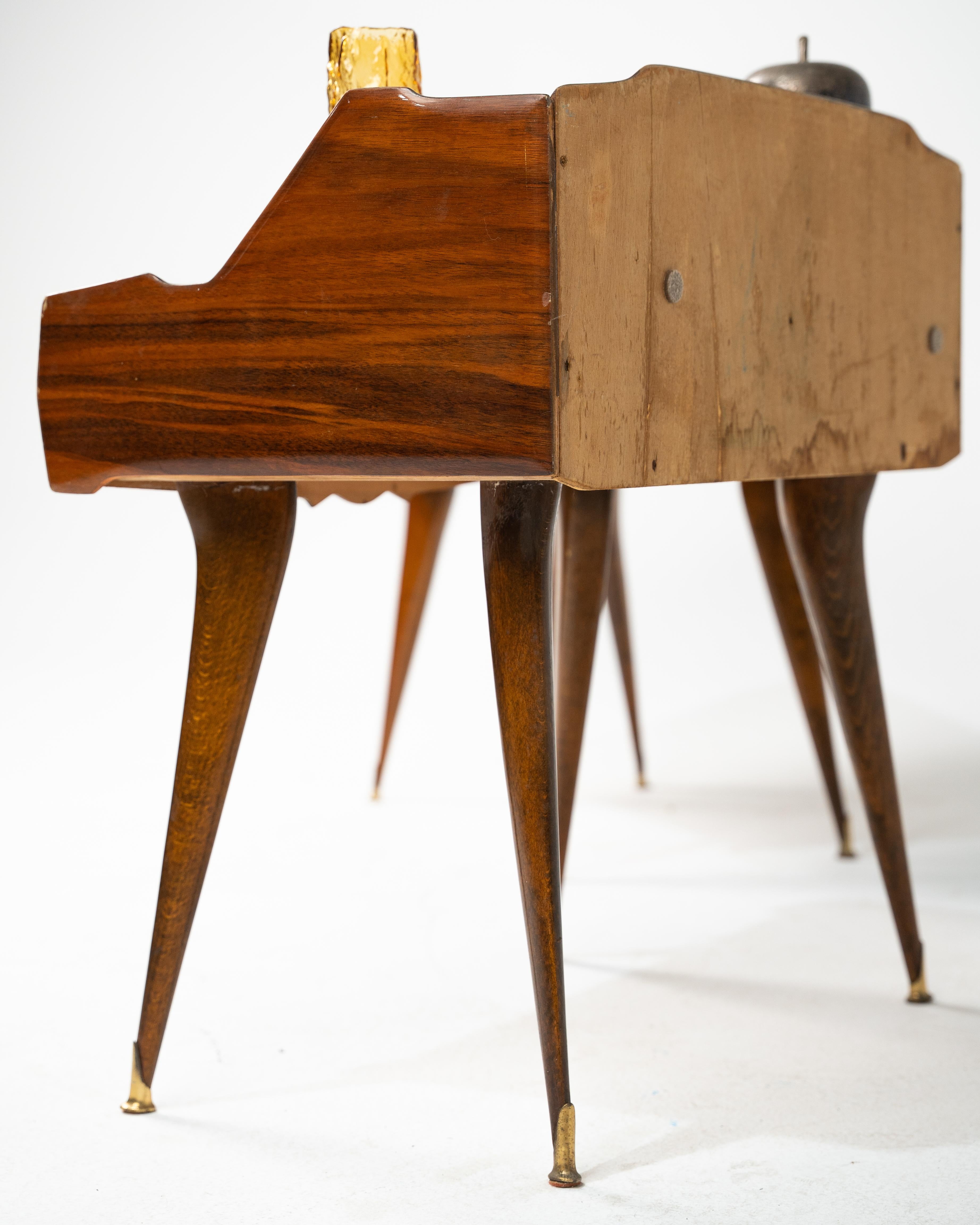 Pair of Nightstands in Wood, Glass and Brass, Paolo Buffa Style, Italy 1950s For Sale 2