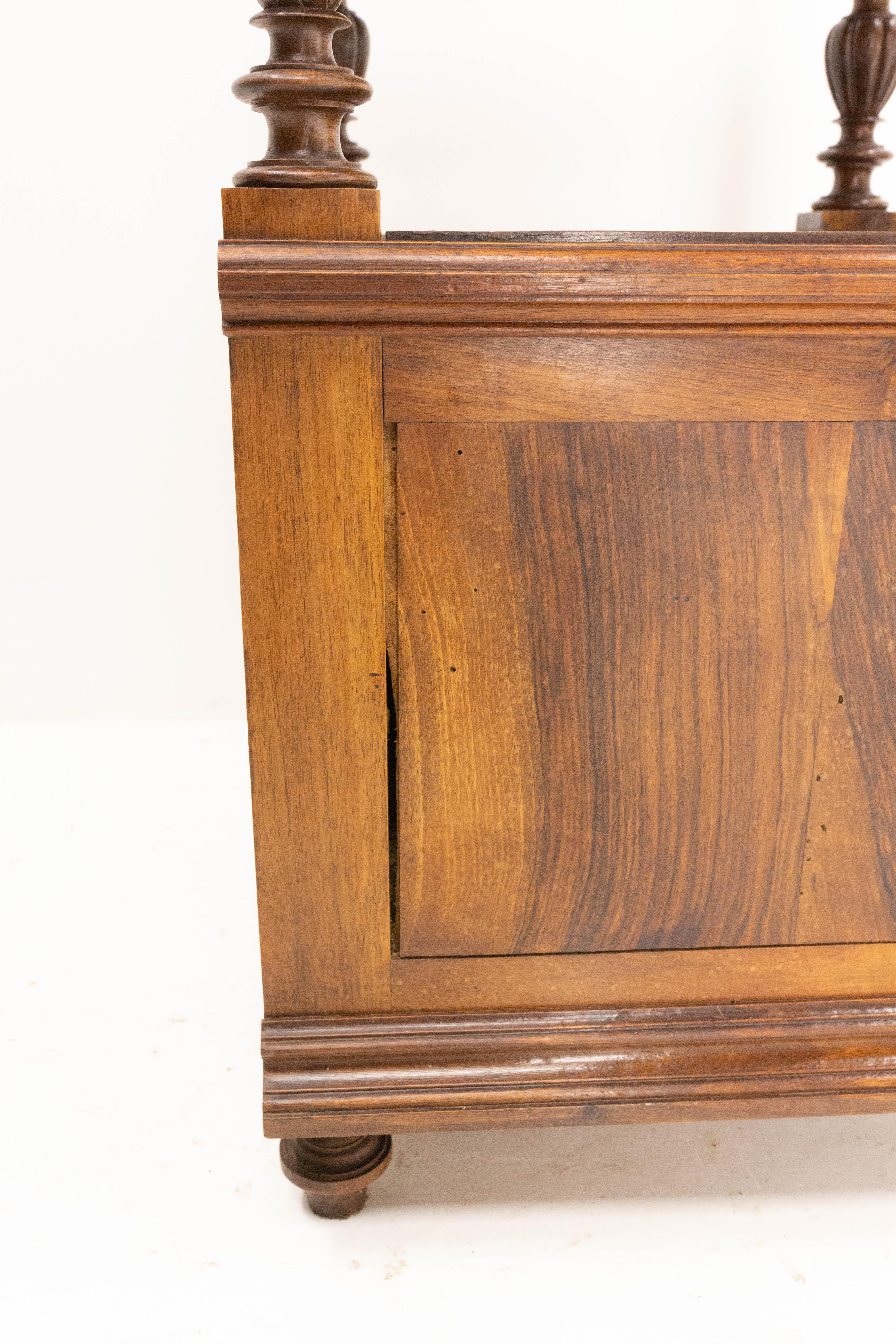 Pair of Nightstands Red Marble Walnut Bedside Tables Side Cabinets, French, 1910 11