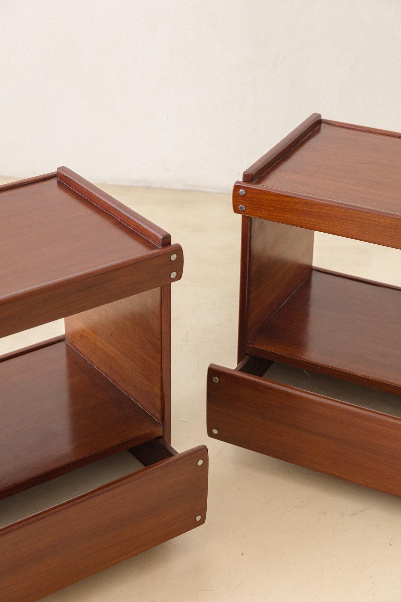 Pair of Nightstands, Sergio Rodrigues, 1960s, Brazilian Design For Sale 1