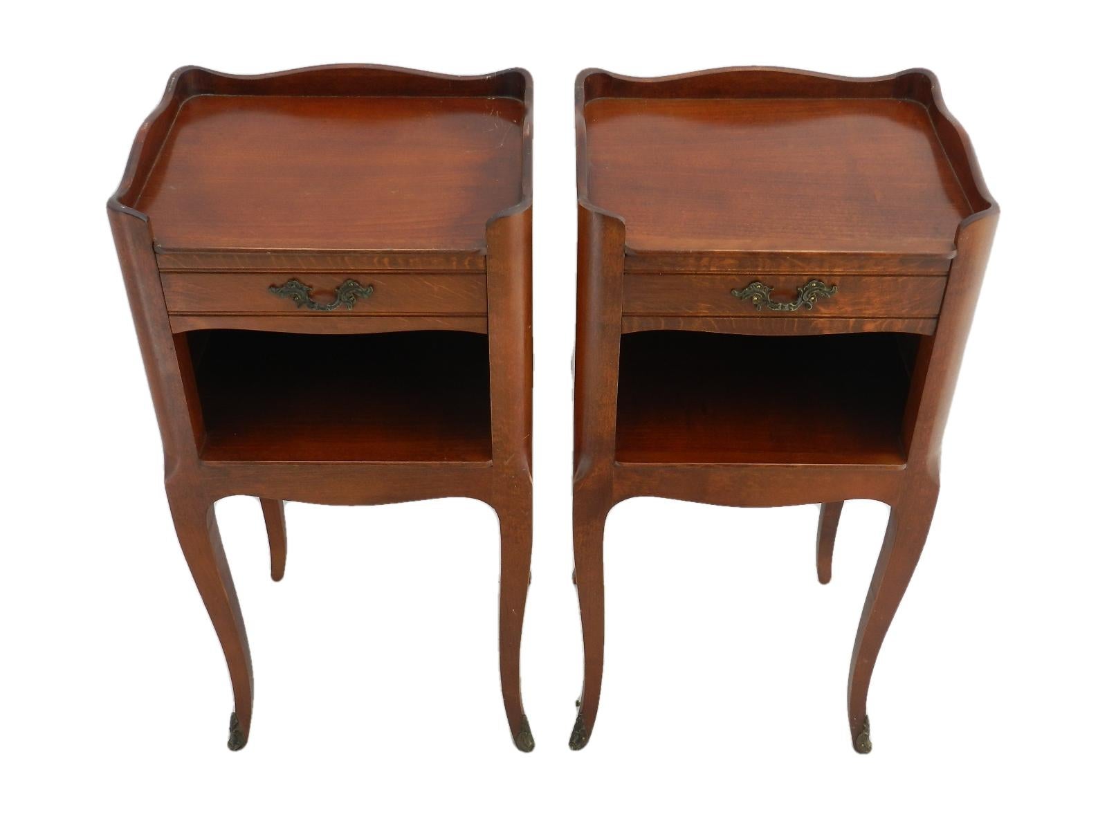 Louis XV Pair of Nightstands Side Cabinets French Bedside Tables Louis Style 20th Century