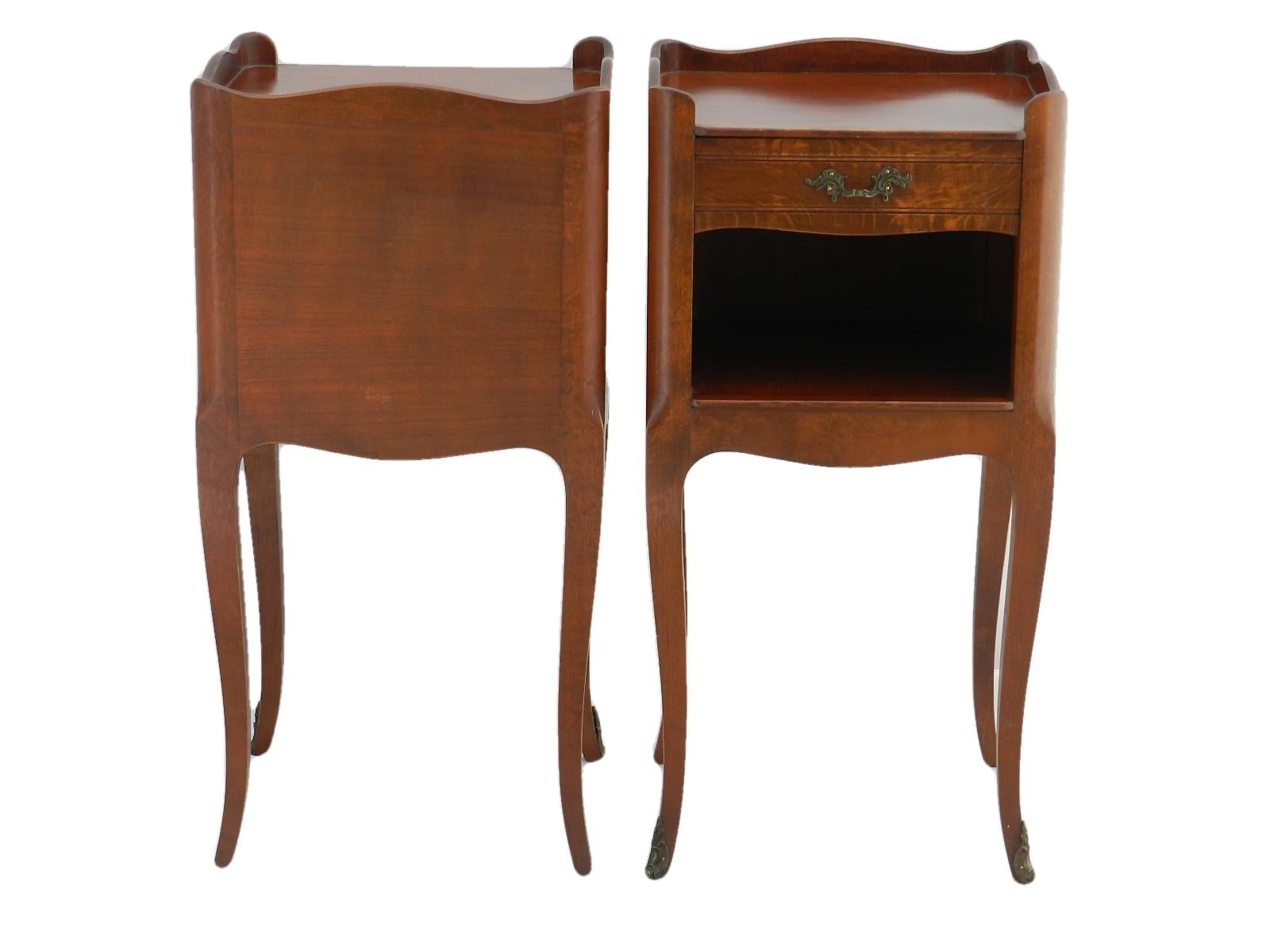 Pair of Nightstands Side Cabinets French Bedside Tables Louis Style 20th Century 2
