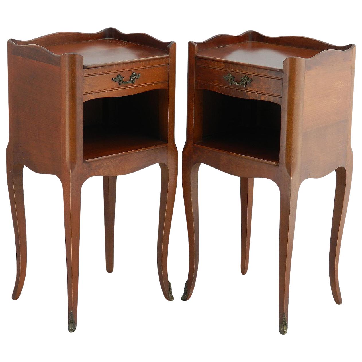 Pair of Nightstands Side Cabinets French Bedside Tables Louis Style 20th Century