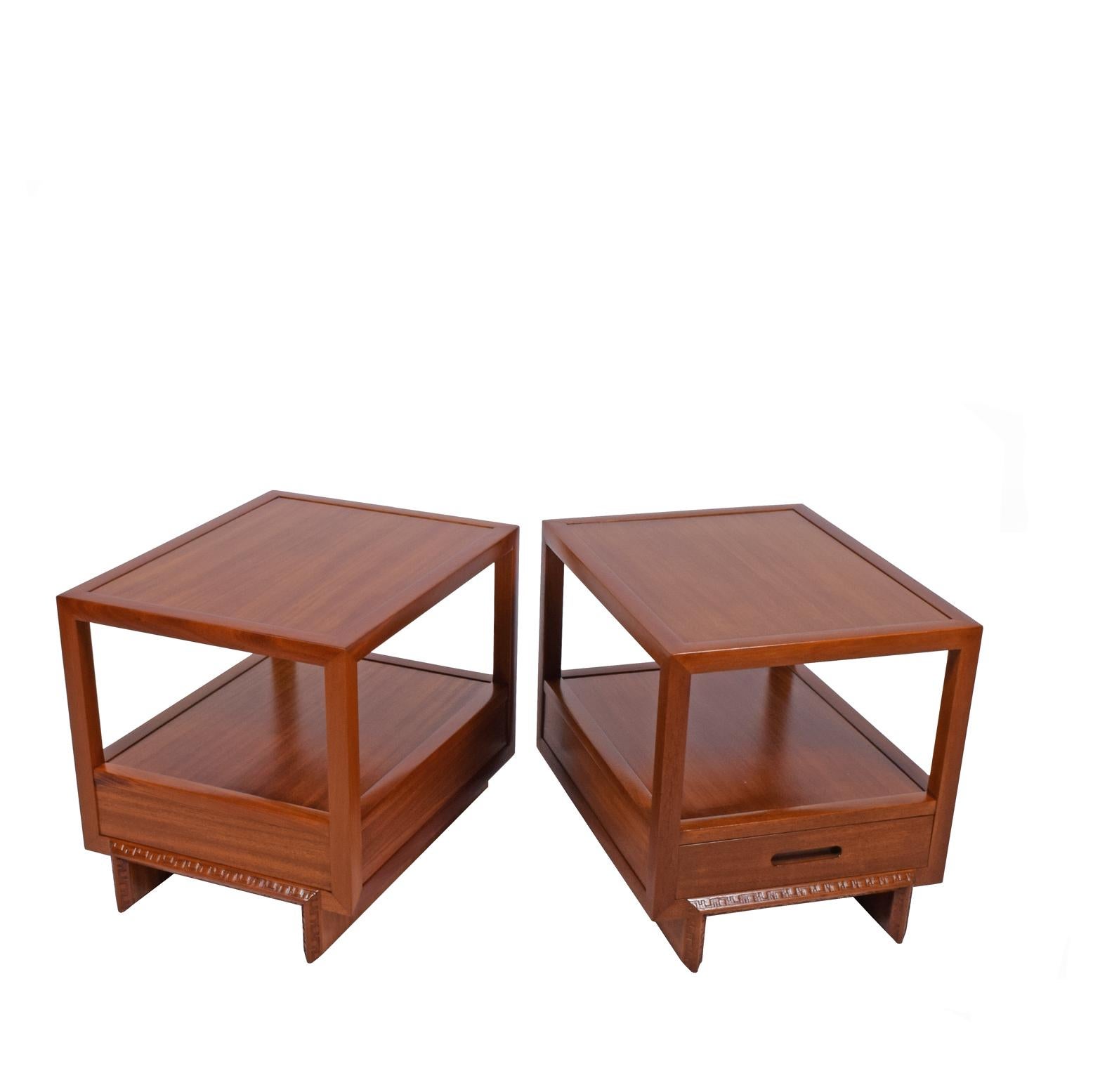 Modern Pair of Nightstands/Side Tables by Frank Lloyd Wright for Heritage Henredon