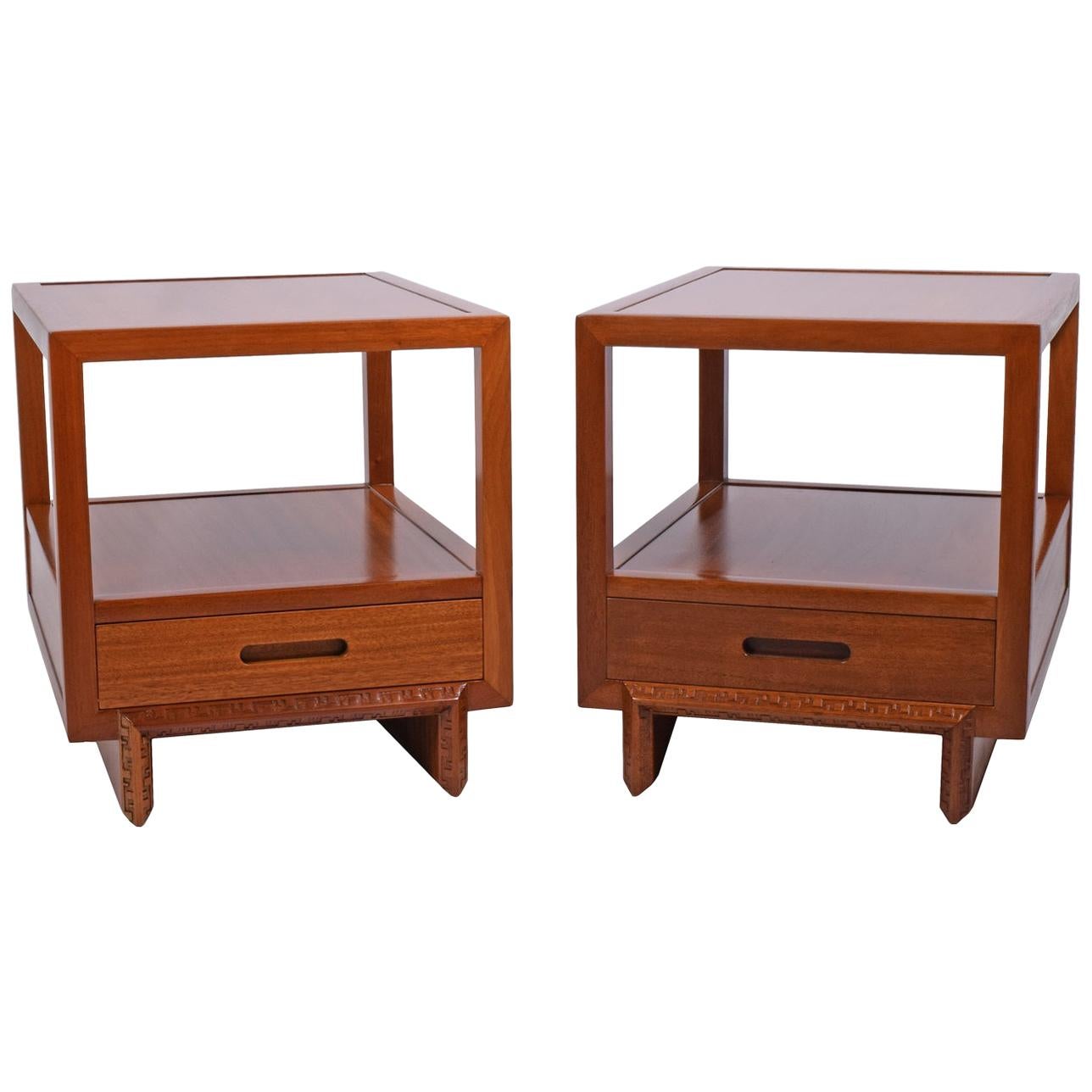 Pair of Nightstands/Side Tables by Frank Lloyd Wright for Heritage Henredon