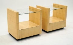 Pair of Nightstands / Side Tables with Drawer by Karl Springer, 1970s.