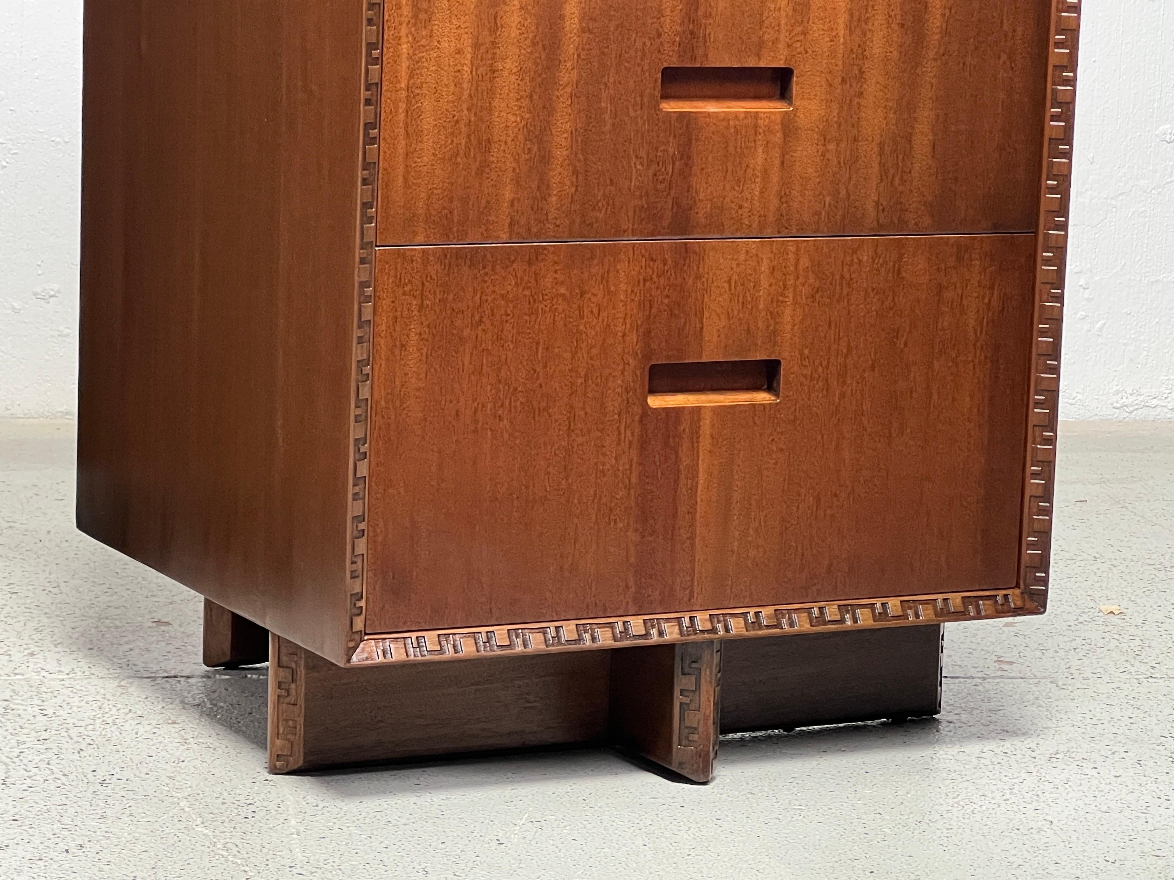 Mahogany Pair of Nightstands / Small Cabinets by Frank Lloyd Wright for Henredon  For Sale