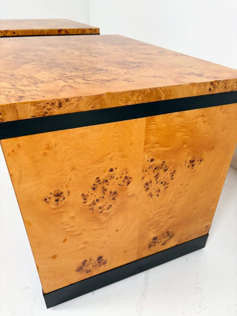 Walnut Pair of Nightstands, Willy Rizzo Style