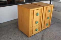 Pair of Nightstands with Green Ceramic Handles by Karpen Furniture