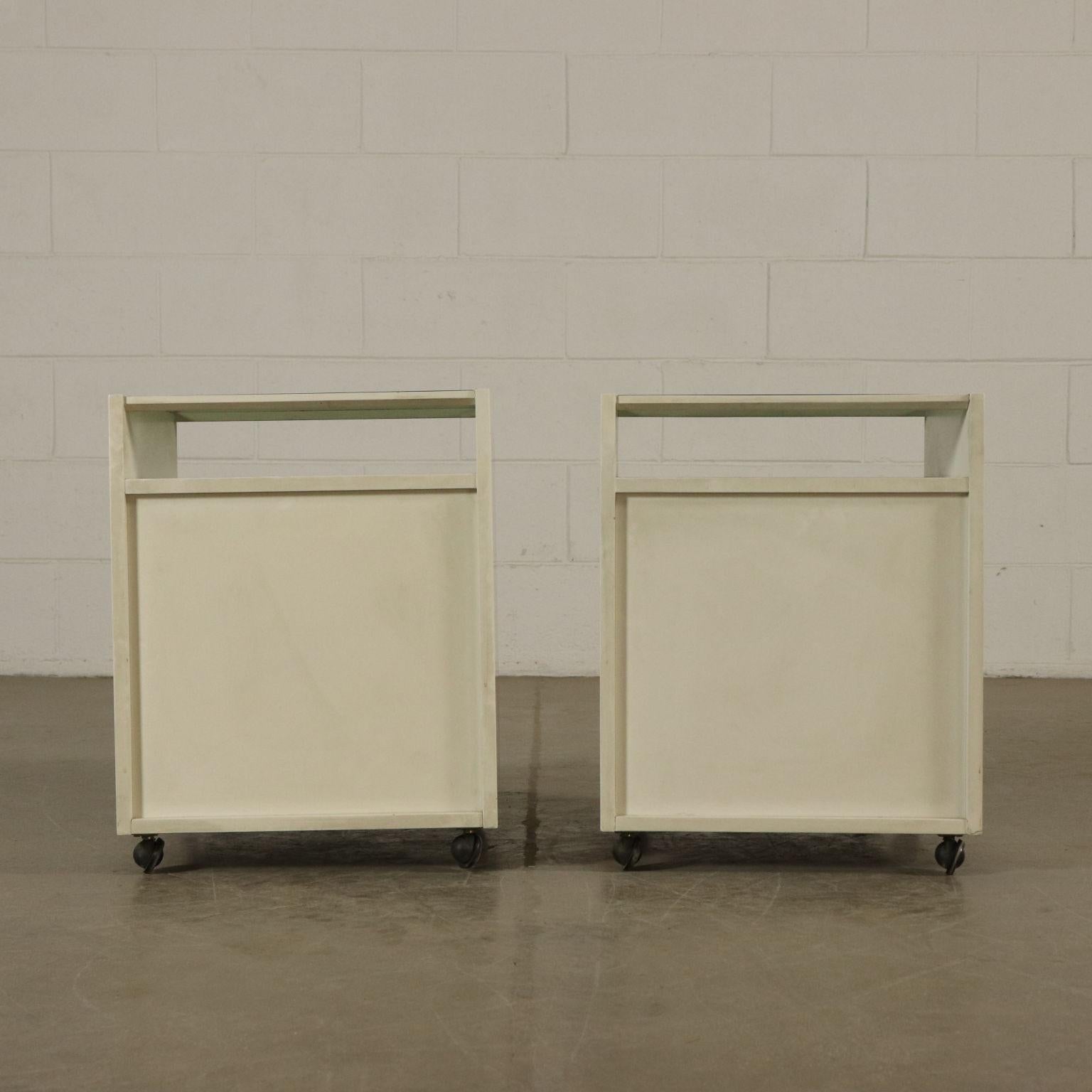 Pair of Nightstands with Wheels by De Carli for Sormani Wood Glass, 1960s 1