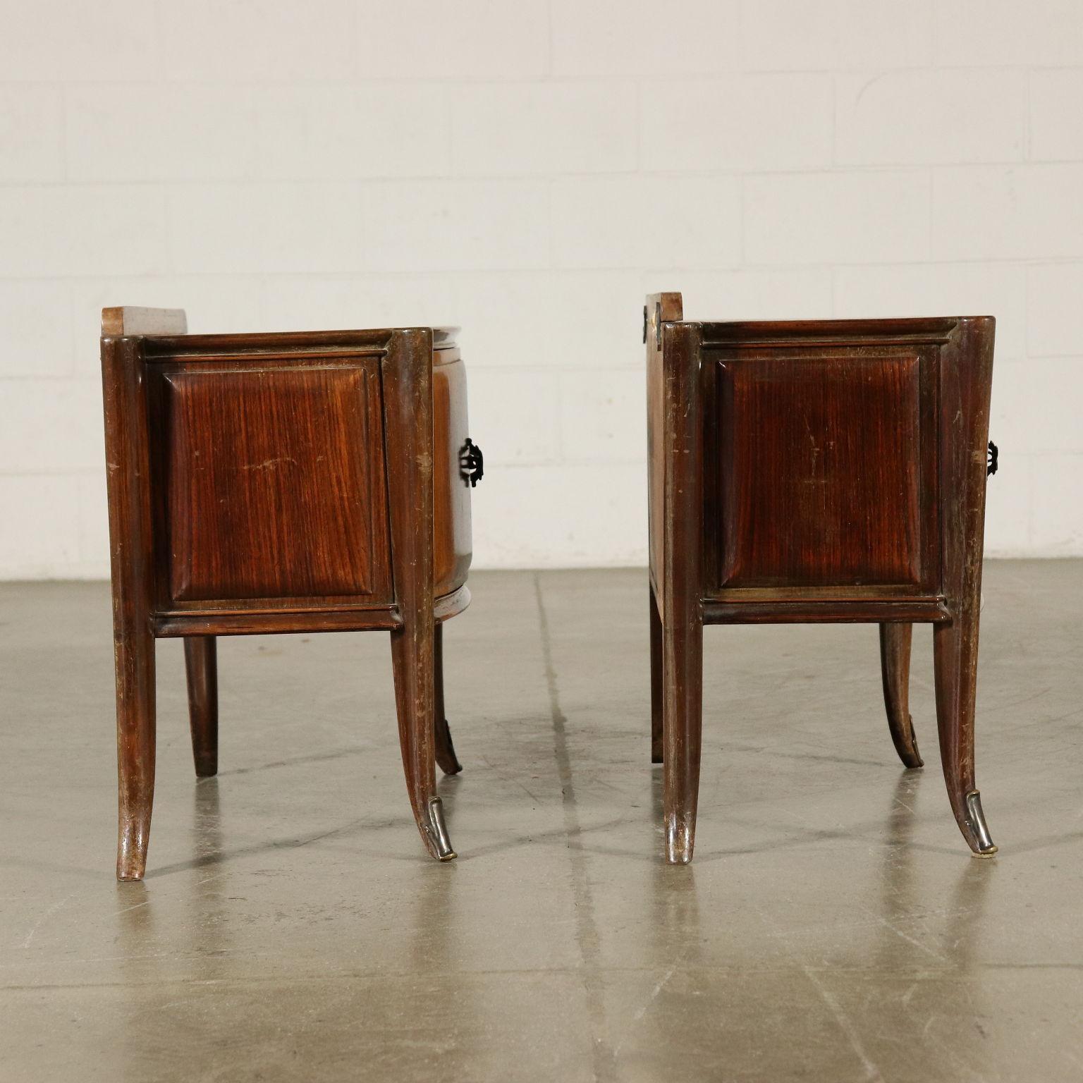 Pair of Nightstands Wood Veneer Vintage, Italy, 1950s 4