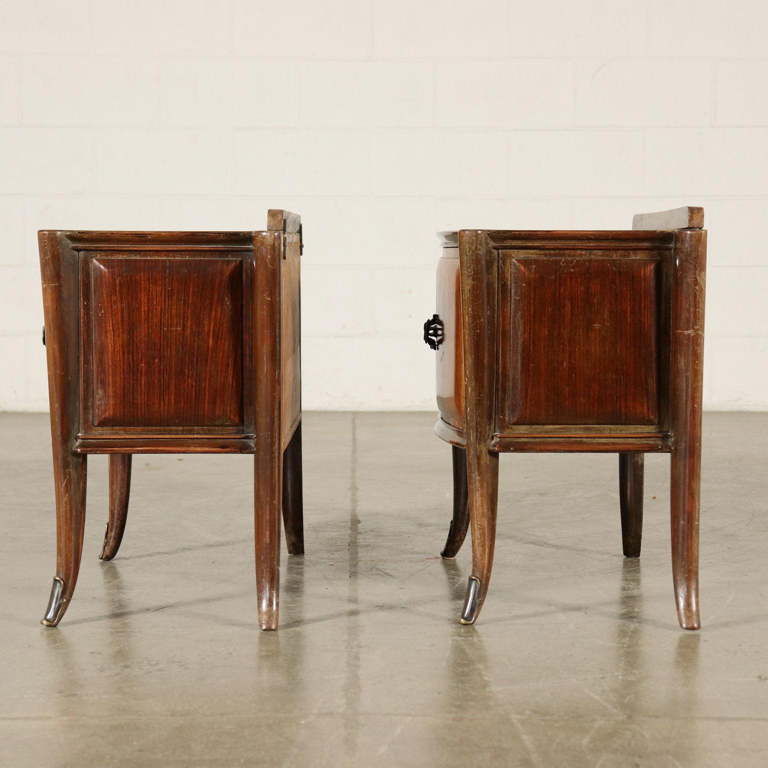 Pair of Nightstands Wood Veneer Vintage, Italy, 1950s 2