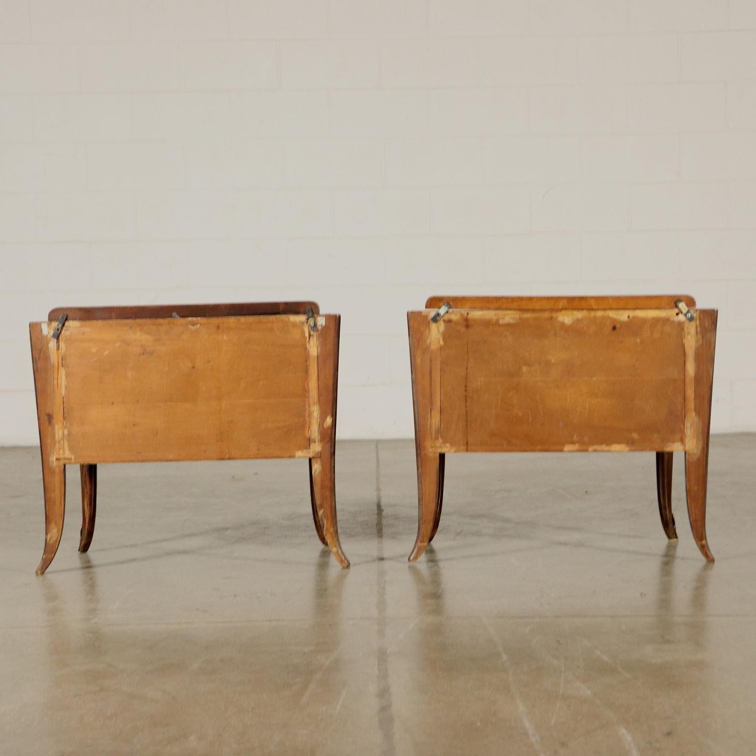 Pair of Nightstands Wood Veneer Vintage, Italy, 1950s 3