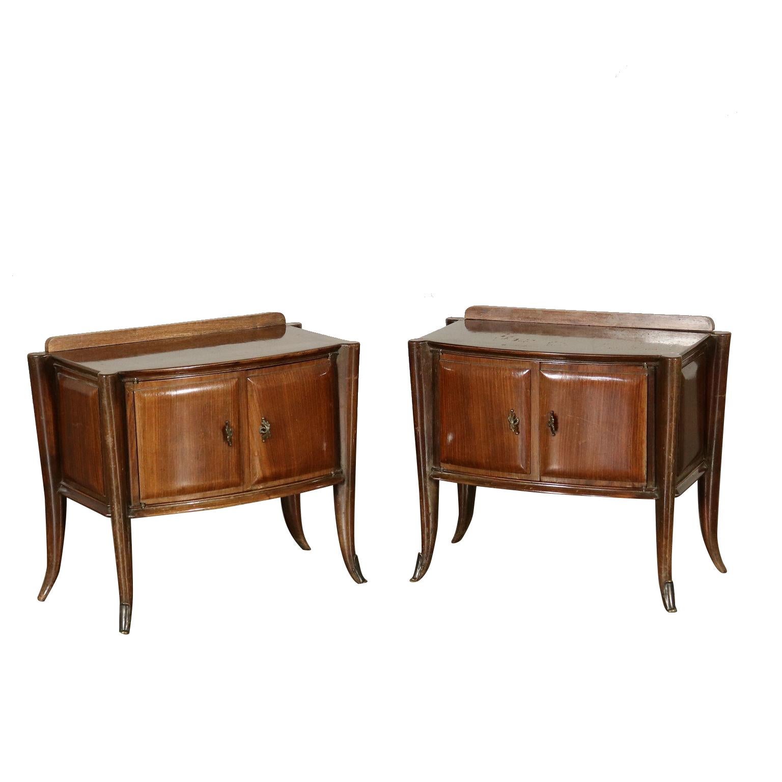 Pair of Nightstands Wood Veneer Vintage, Italy, 1950s