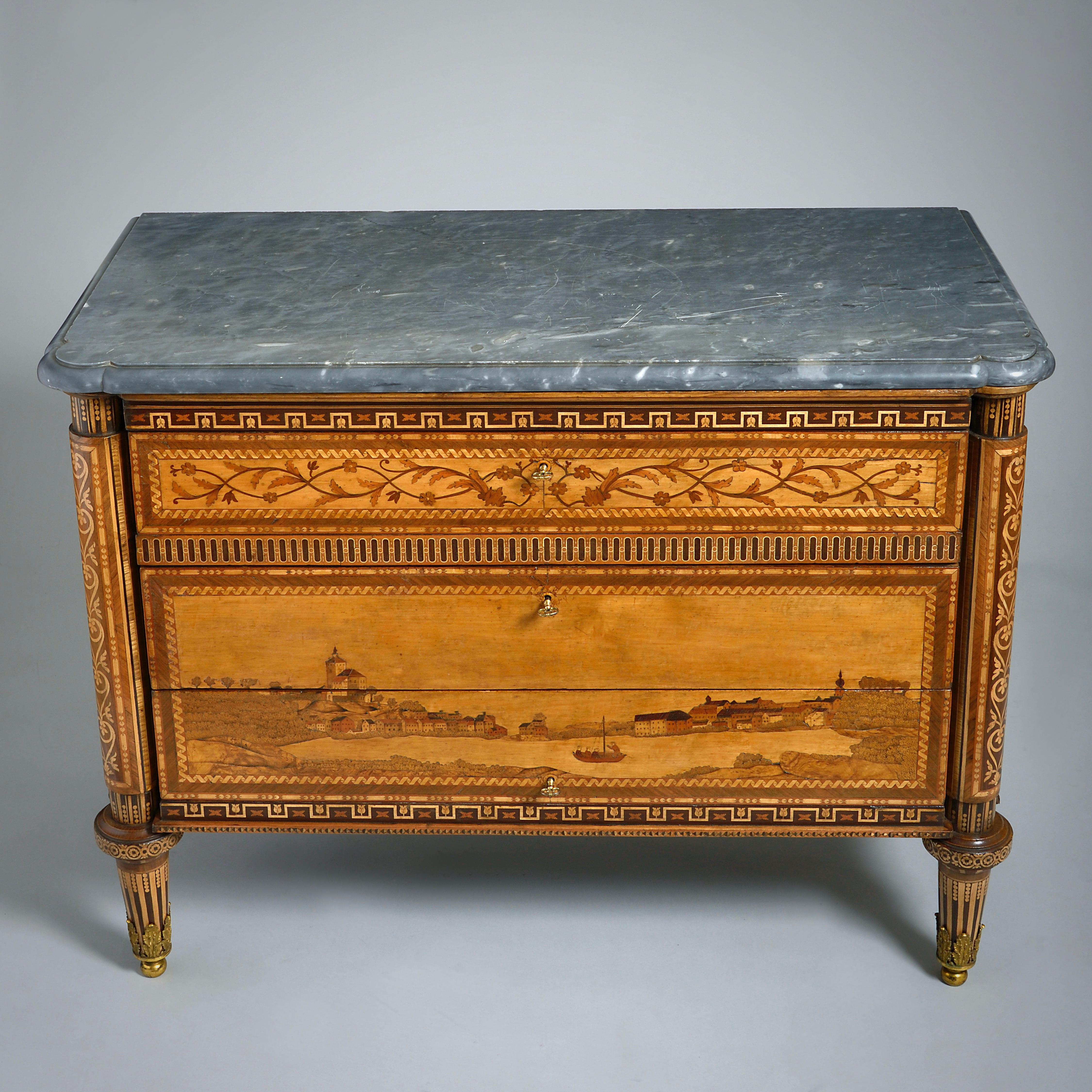 Pair of Nikifor Vasilyev Marquetry Commodes In Good Condition For Sale In London, GB