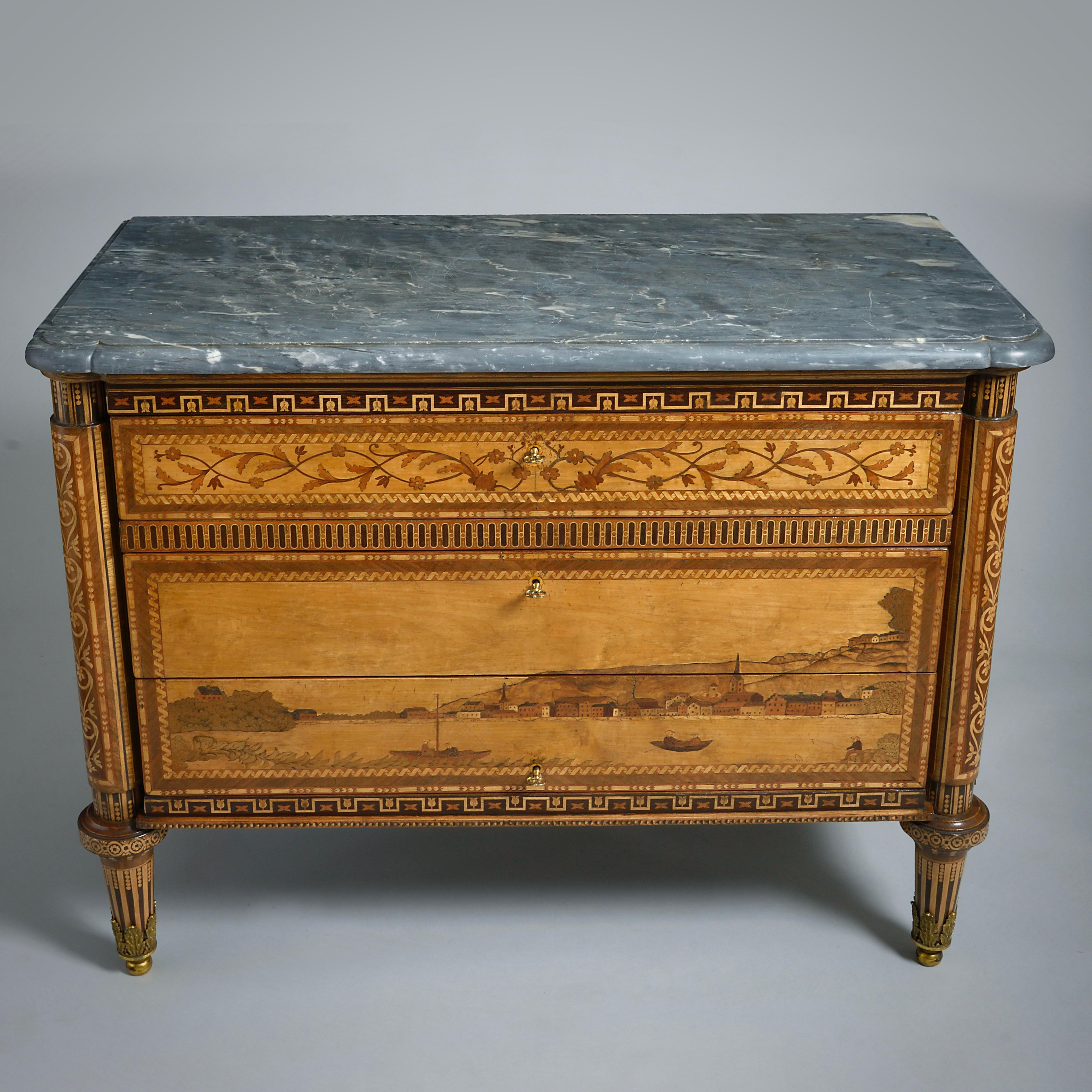 18th Century and Earlier Pair of Nikifor Vasilyev Marquetry Commodes For Sale