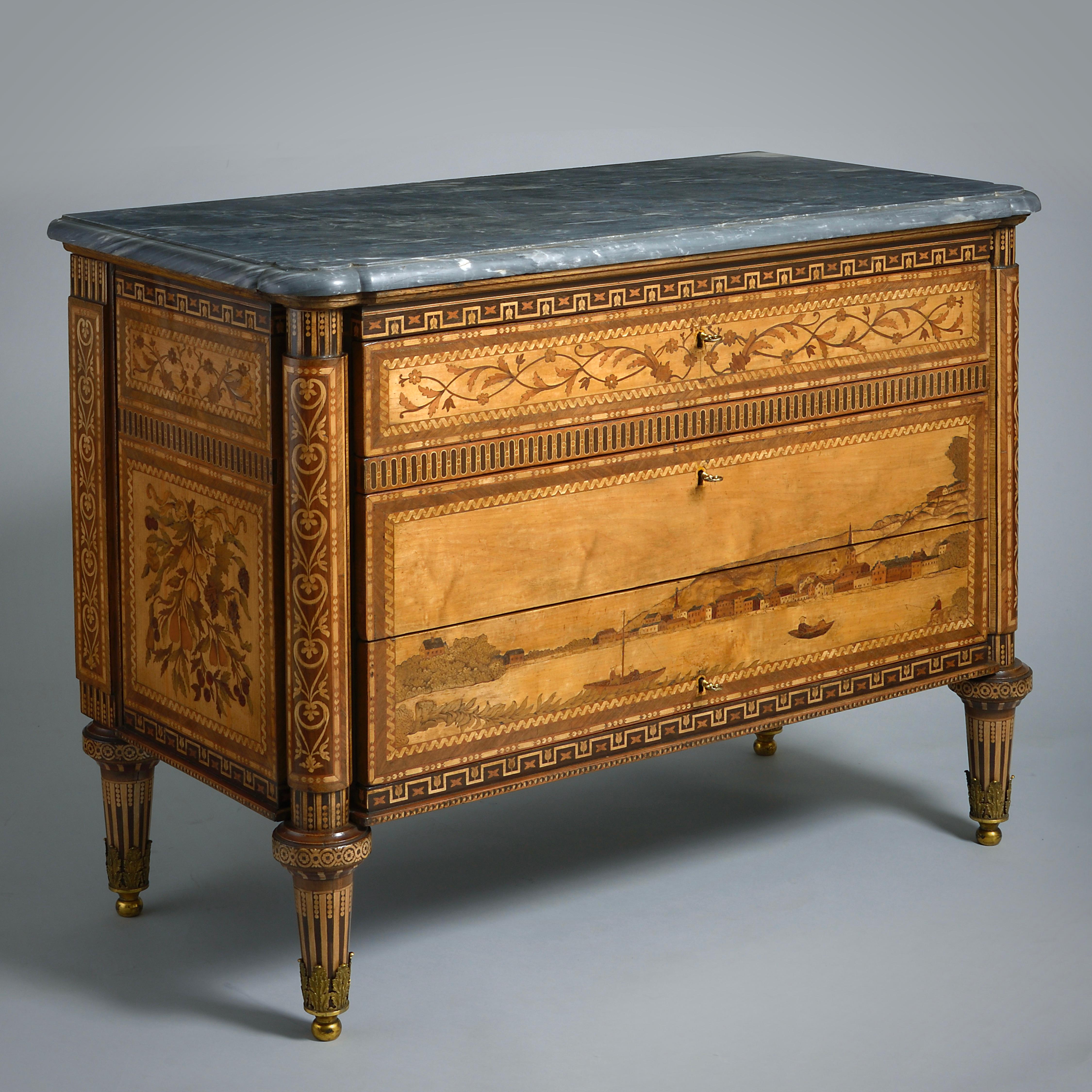 Pair of Nikifor Vasilyev Marquetry Commodes For Sale 1