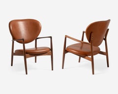 Pair of Nils & Eva Koppel Medallion Chairs in Walnut and Leather 1952